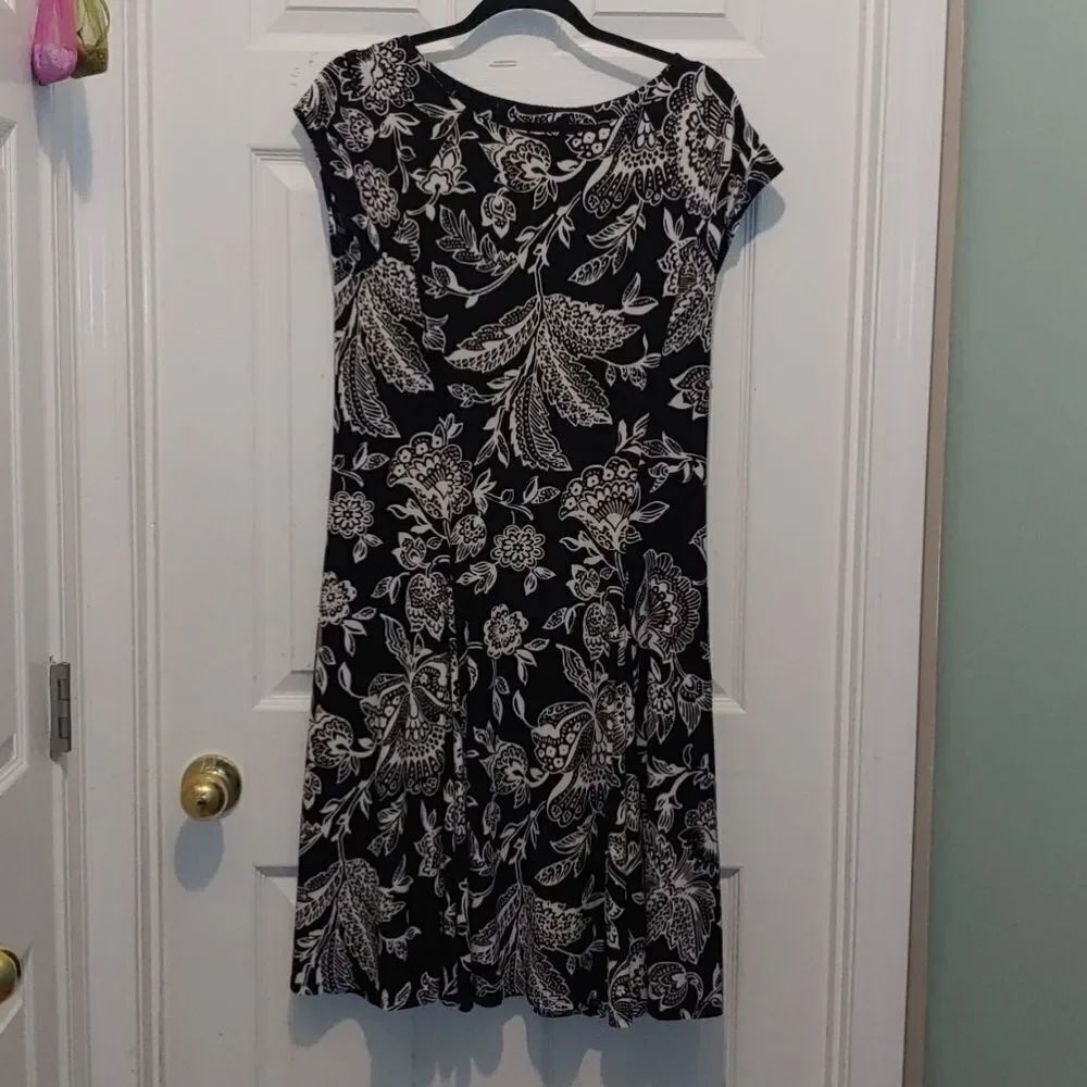 Ralph Lauren black white floral print dress